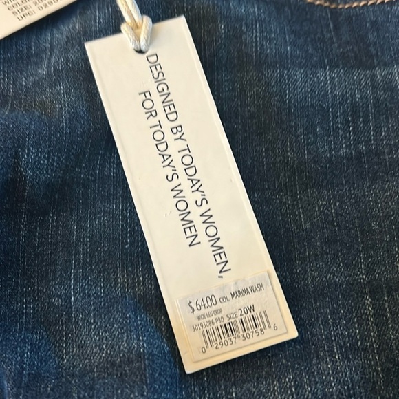 Code Bleu Wide Leg Crop Jeans Stretch NWT Size 20W Dark Wash Raw Hem - Picture 9 of 14